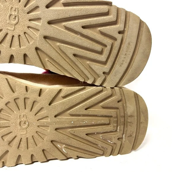 UGG Fluff Mini Quilted Motlee Boots Shoe Suede Sheepskin Pink Size EU 38 US 7 - Picture 9 of 16